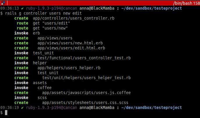 Note que neste comando colocamos para serem inseridos apenas os métodos new e edit, fizemos isto pois não são necessários os demais métodos dos controllers.  Agora basta você editar este controller para que ele fique assim: 